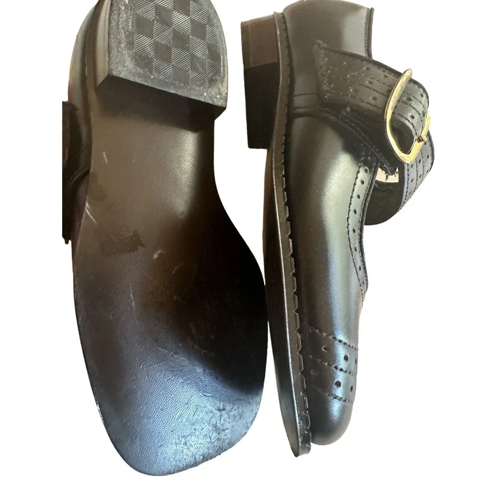 Vintage Mother Goose Shoes Black Leather Mary Janes Size 6 Original Box